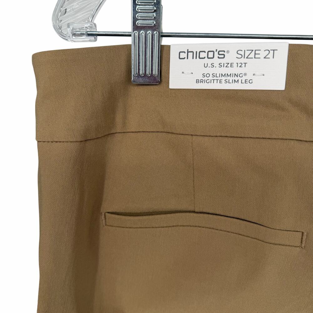 NEW Chico's Tan So Slimming Brigitte Slim Leg Pants Sz 2T (12 Tall) - Picture 4 of 8